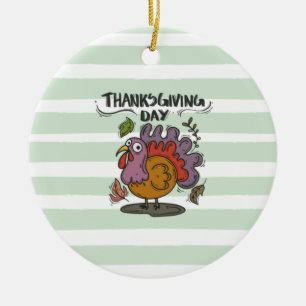 Thanksgiving Day Turkey Art – Classic Autumn Ceramic Ornament