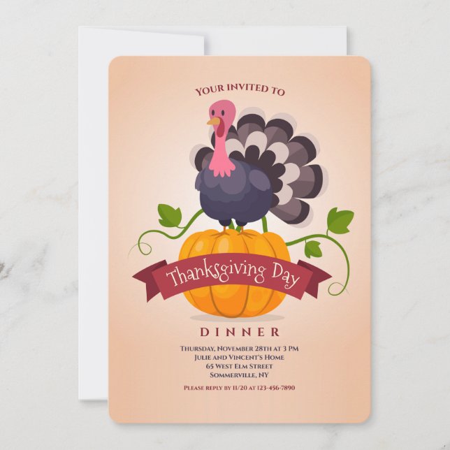 Thanksgiving Day Turkey Invitation (Front)