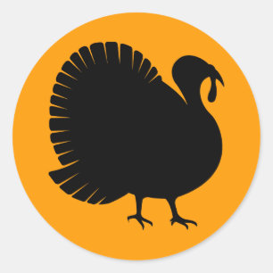 Thanksgiving Day Turkey Silhouette Classic Round Sticker