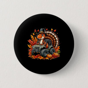 Thanksgiving Design Boys Kids Dinosaur T Rex Fall 6 Cm Round Badge