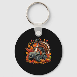 Thanksgiving Design Boys Kids Dinosaur T Rex Fall Key Ring