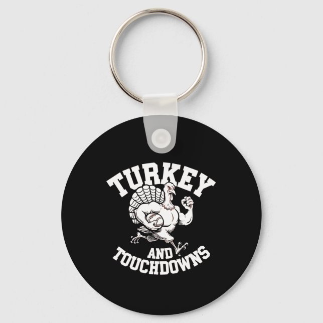 Thanksgiving Design For Men Turkey And Touchdowns  Key Ring (Front)