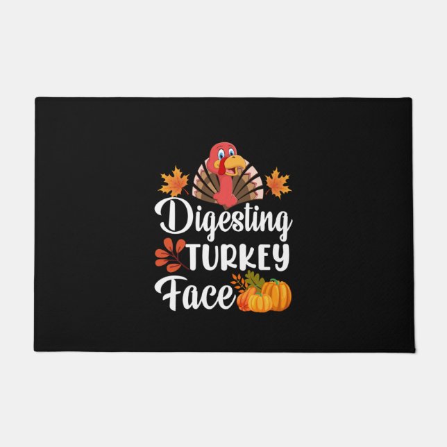 Thanksgiving Digesting Turkey Face Doormat (Front)