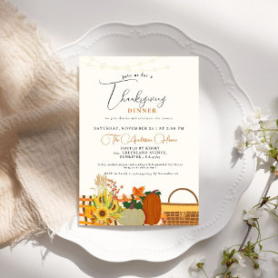 Thanksgiving Dineer fall Pumpkin Turkey party   Invitation