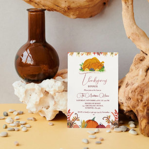 Thanksgiving Dineer fall Pumpkin Turkey party Invitation
