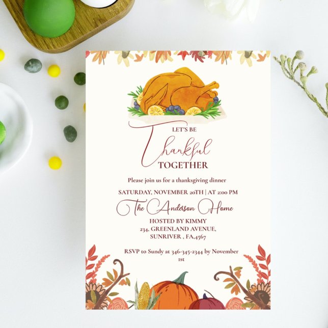 Thanksgiving Dineer fall Pumpkin Turkey party  Invitation (Creator Uploaded)