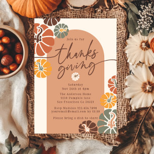 Thanksgiving Dinner Arch Fall Terracotta Pumpkins Invitation