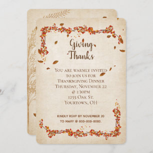 Thanksgiving Dinner autumn foliage frame Invitation