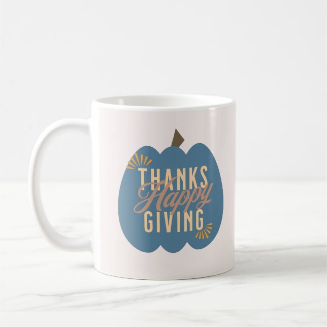 Thanksgiving Dinner Blue Pumpkin  Coffee Mug (Left)