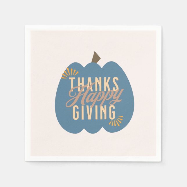 Thanksgiving Dinner Blue Pumpkin  Napkin (Front)