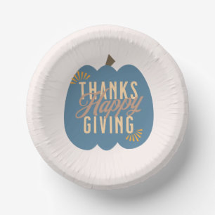 Thanksgiving Dinner Blue Pumpkin  Paper Plate