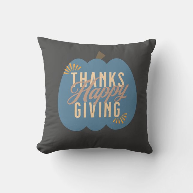 Thanksgiving Dinner Blue Pumpkin  Throw Pillow (Front)