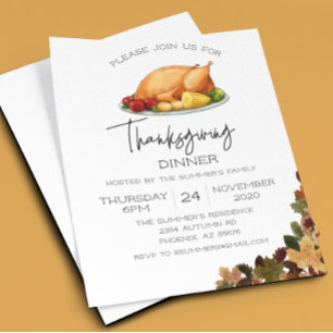 Thanksgiving Dinner budget Turkey Invitation