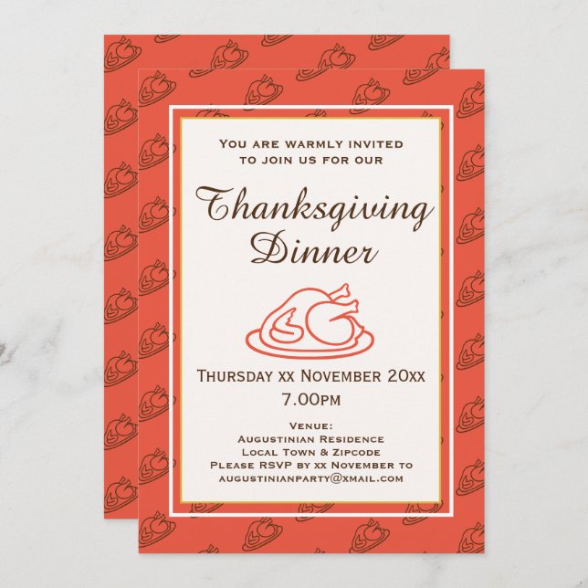 THANKSGIVING DINNER Celebration Holiday Invitation (Front/Back)
