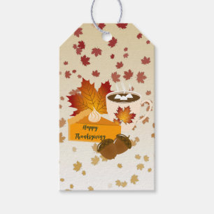 Thanksgiving Dinner Cuisine Pumpkin Pie Hot Choco Gift Tags