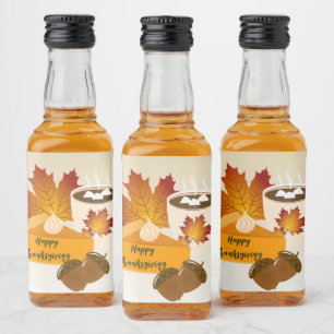 Thanksgiving Dinner Cuisine Pumpkin Pie Hot Choco Liquor Bottle Label