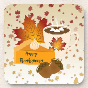Thanksgiving Dinner Cuisine Pumpkin Pie Hot Cocoa Coaster