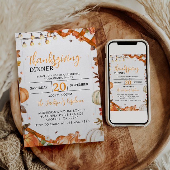 Thanksgiving Dinner |Fall Holiday Family Gathering Invitation (Creator Uploaded)