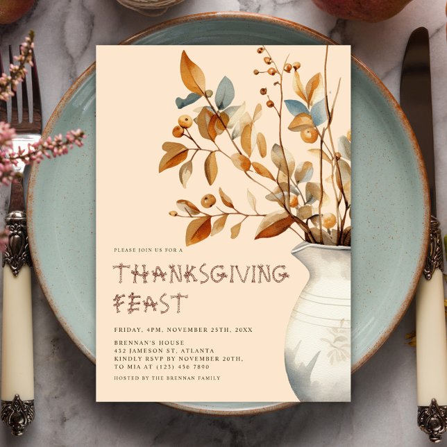 Thanksgiving Dinner Fall Modern Friendsgiving Invitation (Thanksgiving Dinner Fall Modern Friendsgiving Invitation)