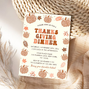 Thanksgiving Dinner Fall Pumpkin Invitation
