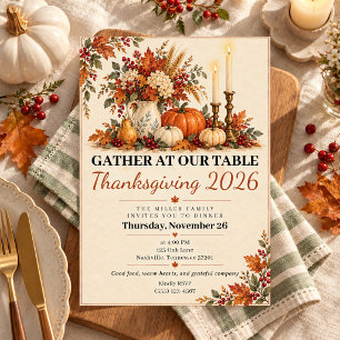 Thanksgiving Dinner Family Party Elegant Minimal Invitation