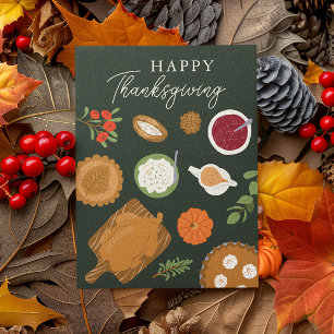 Thanksgiving Dinner Feast Green Greeting Card