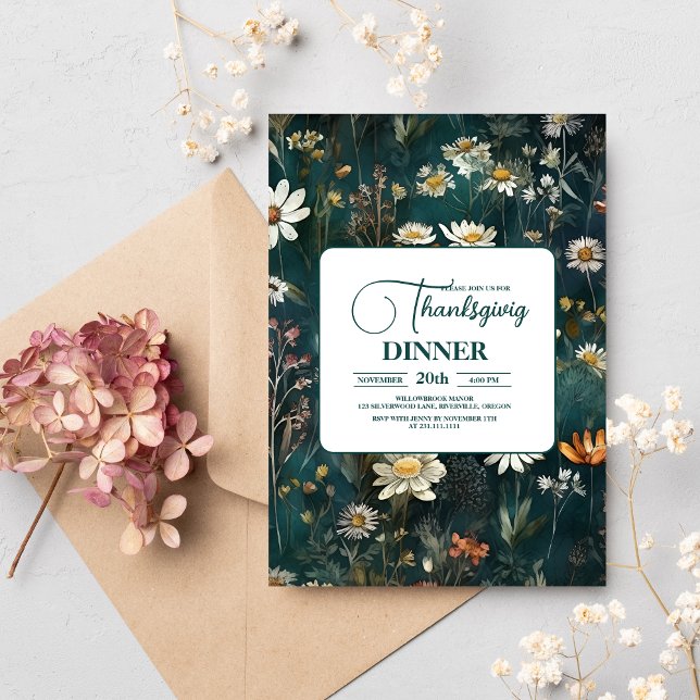 Thanksgiving Dinner Floral Invitation (Creator Uploaded)