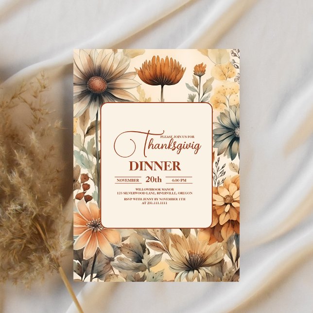 Thanksgiving Dinner Floral Invitation (Creator Uploaded)