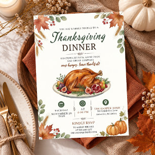 Thanksgiving Dinner Friendsgiving Party chicken Invitation