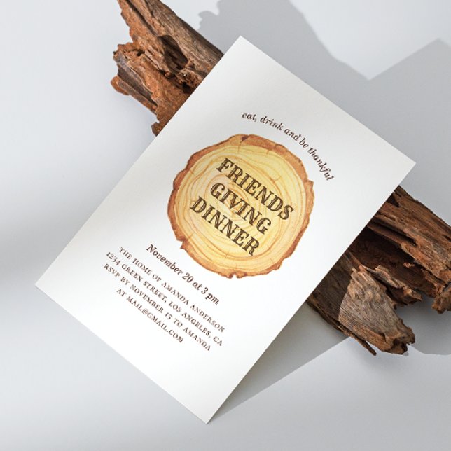 Thanksgiving dinner. Friendsgiving rustic wood Invitation (Creator Uploaded)