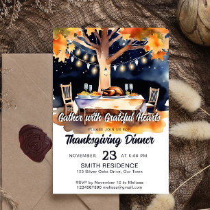 Thanksgiving dinner garden table under stars invitation