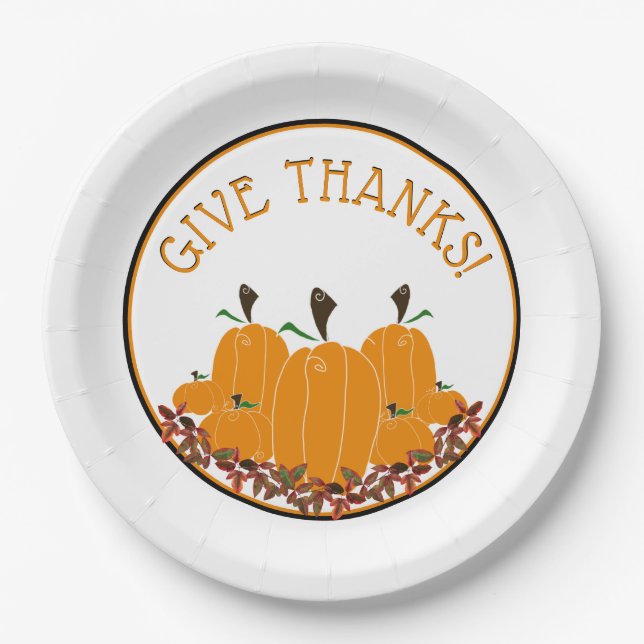 Thanksgiving Dinner, Give Thanks,  Paper Plate (Front)