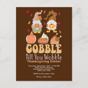 Thanksgiving Dinner Gnomes Gobble Quote Holiday Postcard