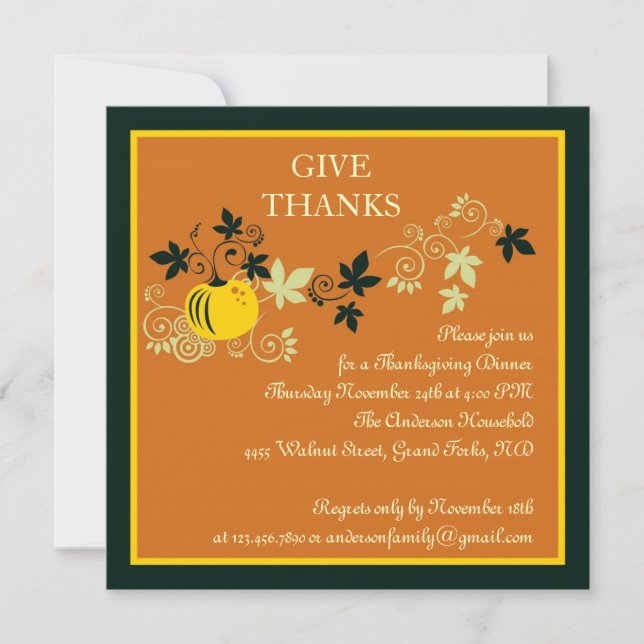Thanksgiving Dinner Harvest Invitation (Front)