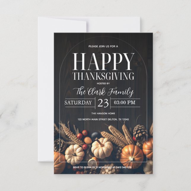Thanksgiving Dinner Harvest Pumpkin Party Invitation (Front)