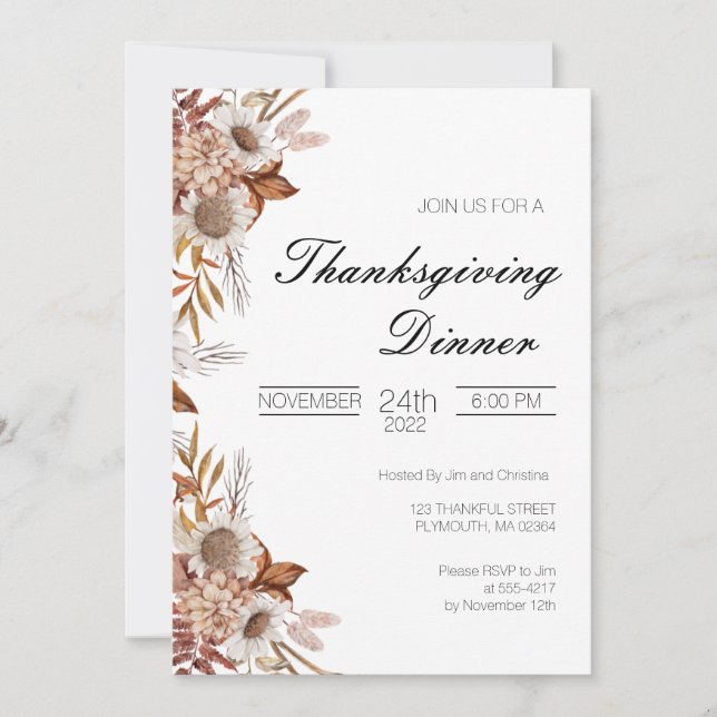 Thanksgiving Dinner Invitation (Front)