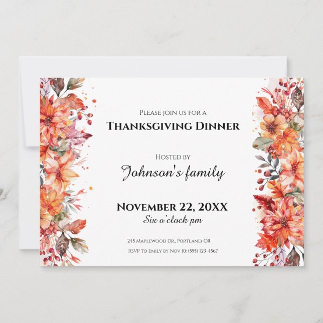 Thanksgiving Dinner Invitation (Front)