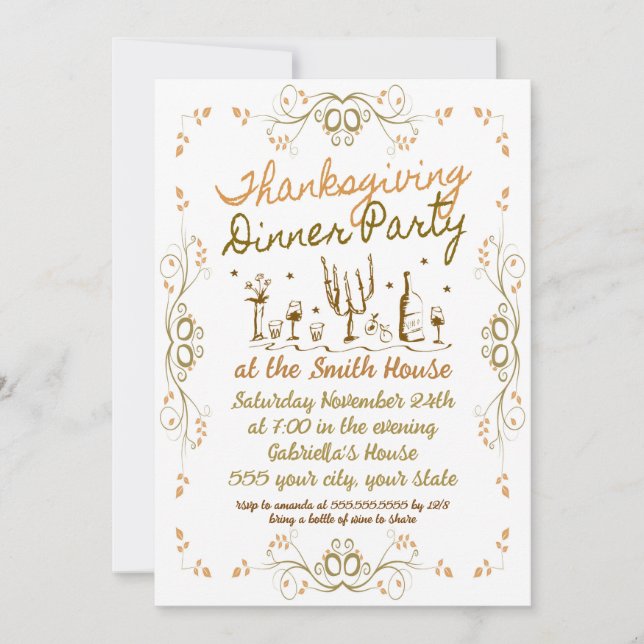 Thanksgiving Dinner  Invitation (Front)