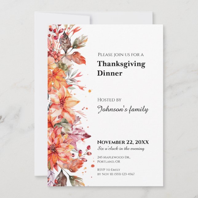Thanksgiving Dinner Invitation (Front)