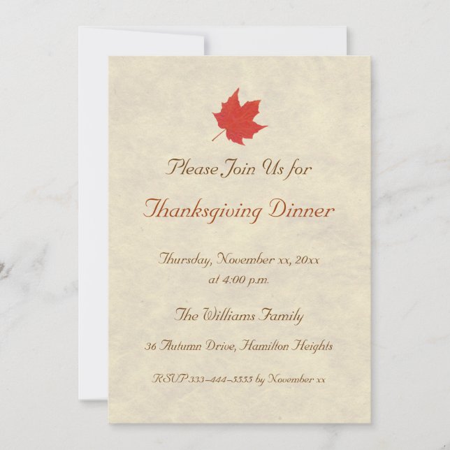 Thanksgiving Dinner Invitation (Front)
