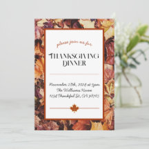 Thanksgiving Dinner Invitation - Autumn Leaves