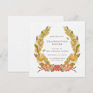 Thanksgiving Dinner Invitation Floral Wreath