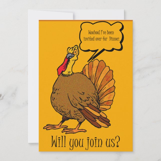 Thanksgiving Dinner Invitation - Funny Turkey (Front)