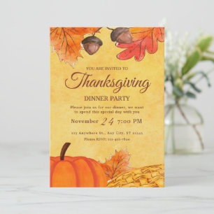 Thanksgiving Dinner Invitation, Holiday Party Invitation