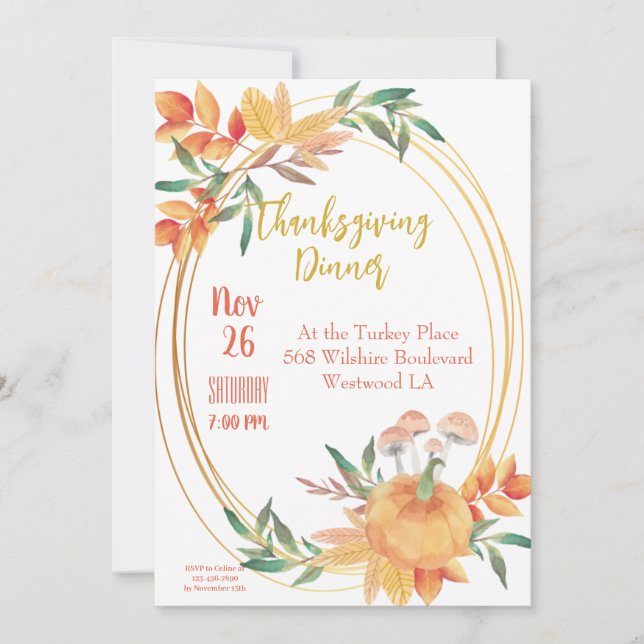 Thanksgiving Dinner Invitation Template (Front)