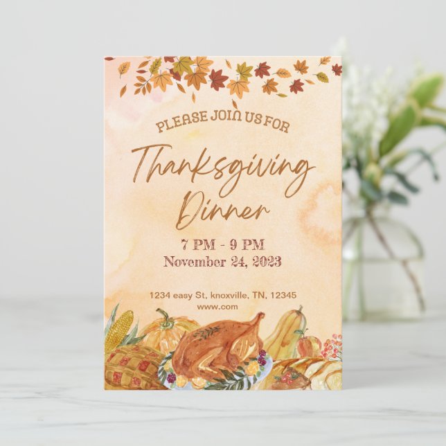 Thanksgiving dinner invitation template (Standing Front)