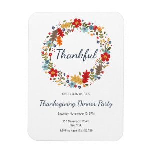 Thanksgiving Dinner Invitation Thankful Wreath Magnet