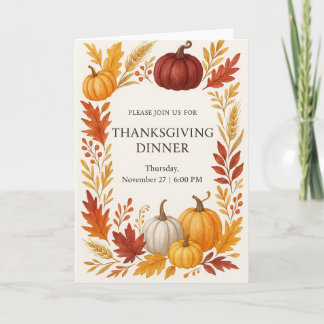Thanksgiving Dinner Invitation Watercolor Pumpkins