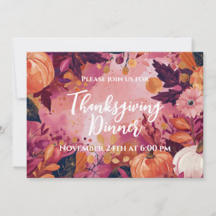 Thanksgiving Dinner Invitation Watercolor Pumpkins