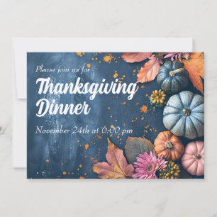 Thanksgiving Dinner Invitation Watercolor Pumpkins